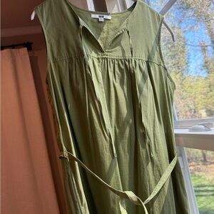 Uniqlo Olive Green Sleeveless Tie-Waist Sundress